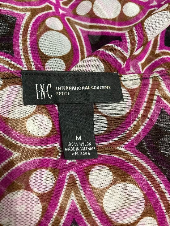 Y2K INC International Concepts 3/4 Sleeve Mesh Top Faux Wrap Ruched Fitted PM - Picture 7 of 10